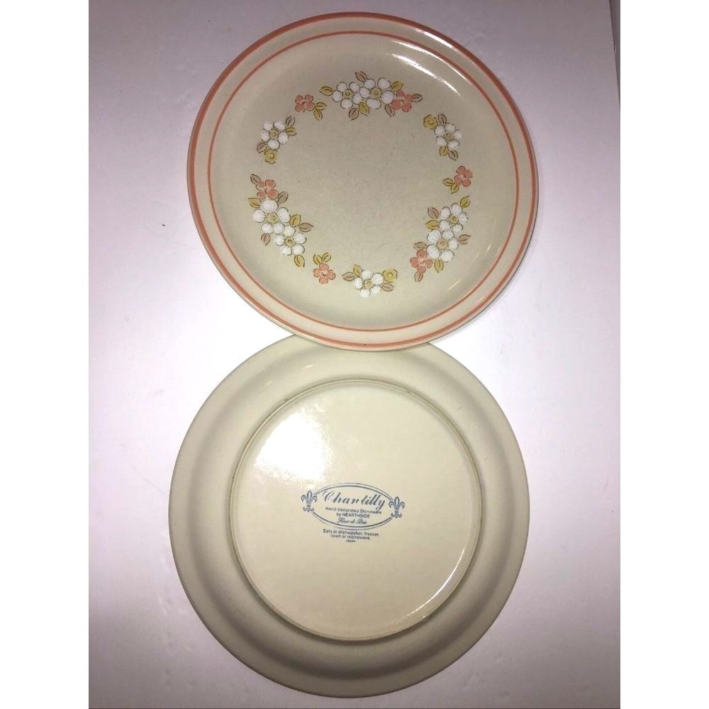 Chantilly Hearthside Stoneware Set of 2 Dinner Plates Fleur de Bois Japan Flower